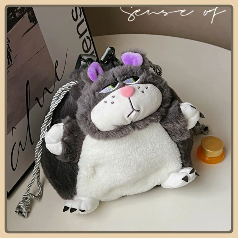 Disney Cartoon Lucifer Cat Backpack Cute Versatile Plush Crossbody Bag Anxious Cat Ladies Mobile Cosmetic Storage Bag