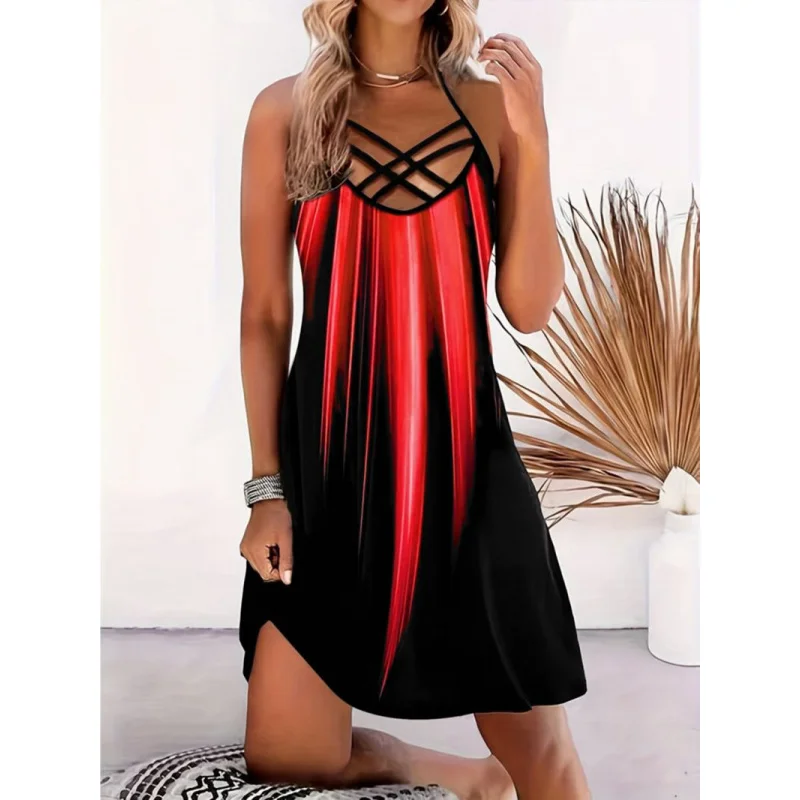 デザインセンス 欧米風 夏の新作 ヴィンテージプリントワンピース レディース