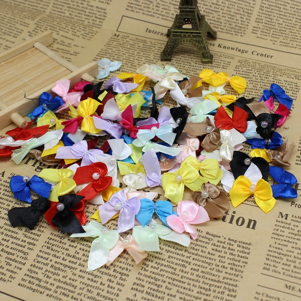 50/100pcs Mix color ruban fiocchi di nastro di raso 25mm papillon a mano piccoli fiocchi per artigianato Scrapbooking di natale Accessori per cucire