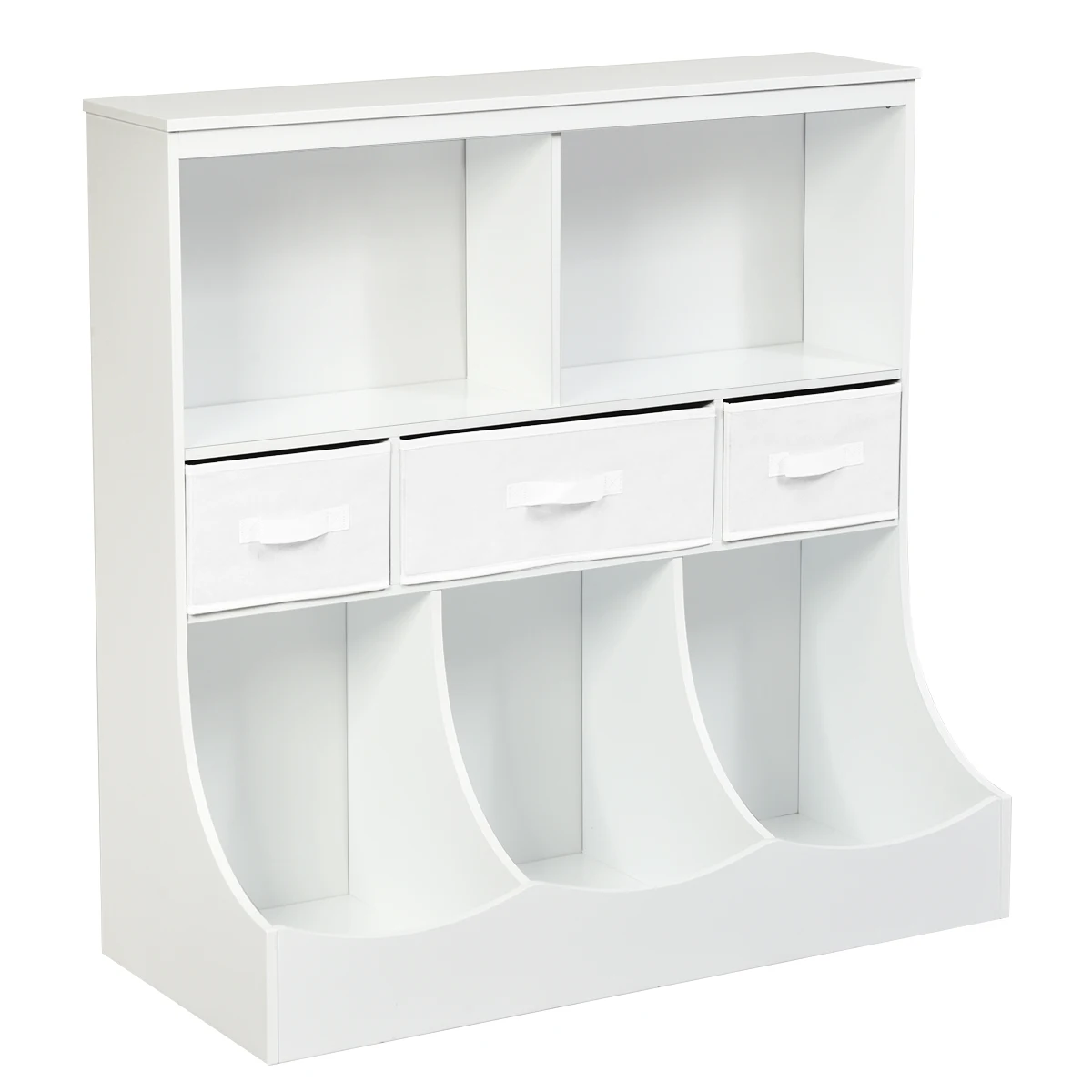 Freestanding Combo Shelf Cubby Bin Storage Organizer Unit W/3 Baskets White