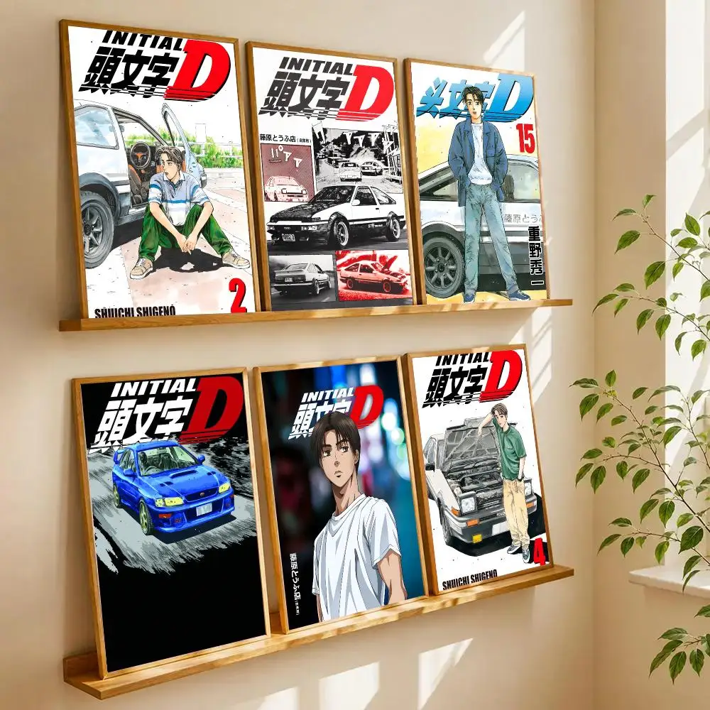 Initial D Poster Retro HD Art Sticky Wall Waterproof Home Living Room Bedroom Bar Aesthetic Decoration