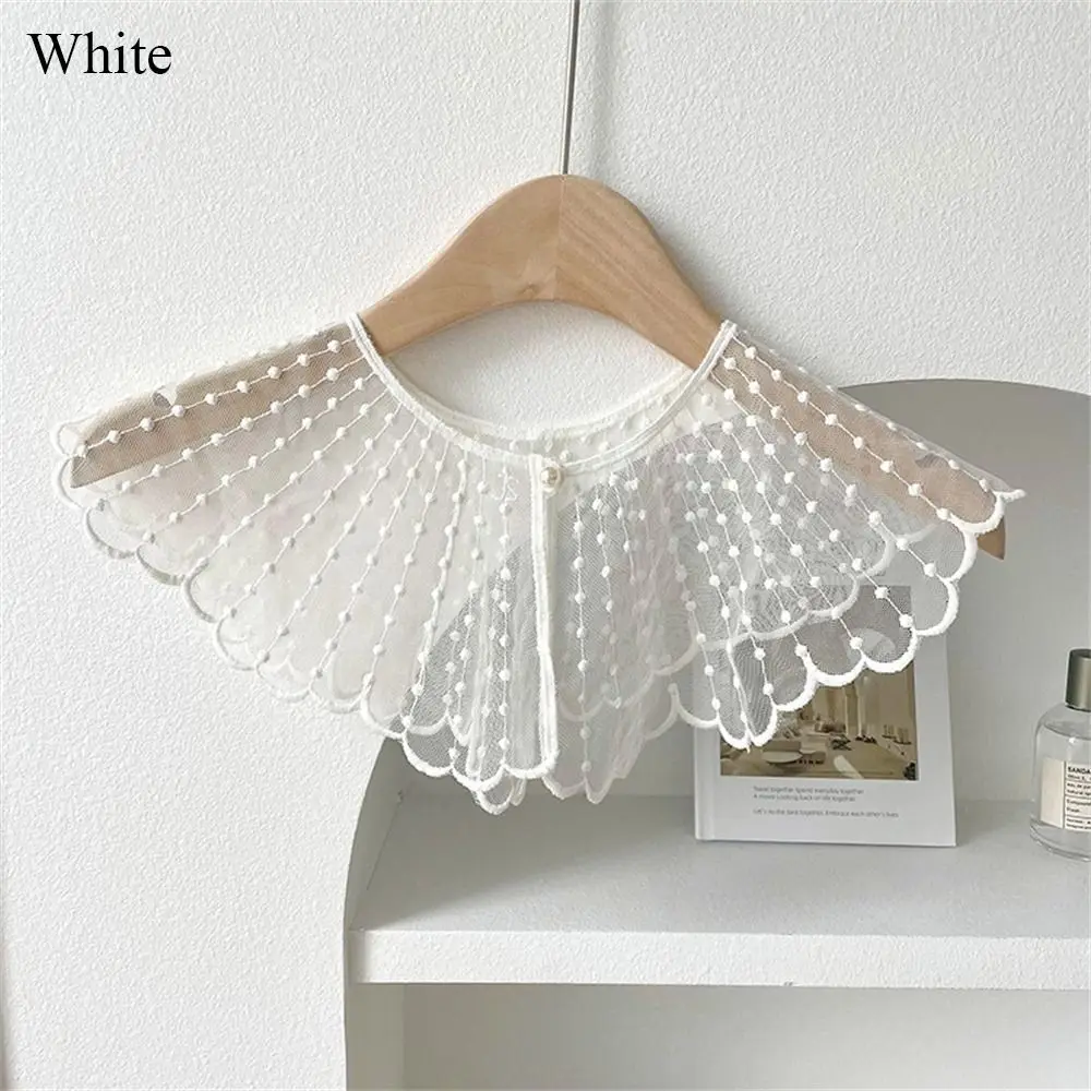 

Casual Embroidered Fake Collar Solid Color Pearls Lace Shawl Detachable Collar Women Ladies