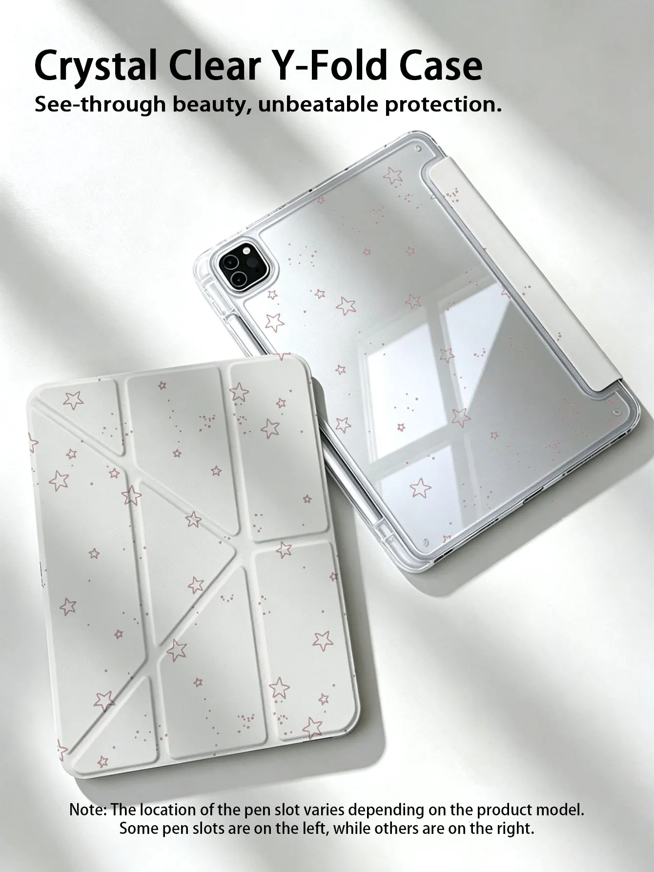 This Cute Pink Star-Shaped Double-Sided Painted Acrylic Transparent Protective Case Is Suitable for iPad Air 4/5 10.9inch , iPad 7/8/9 10.2inch , iPad (A16) 11inch (11Th Generation, 2025 Model) It Has a Built-In Pen Sl