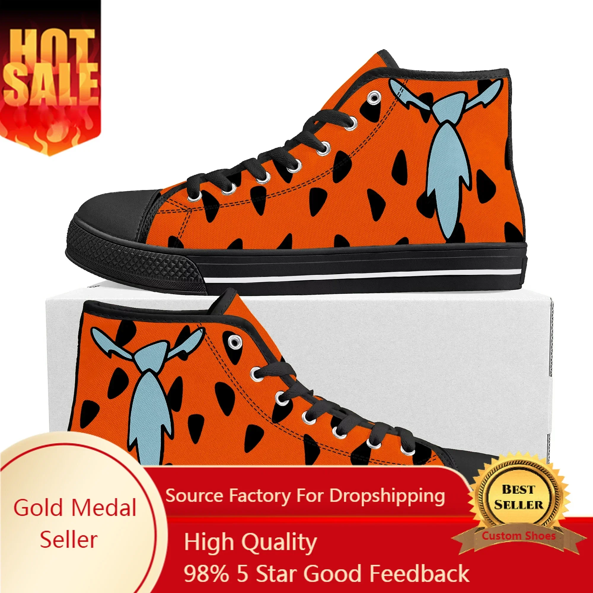 

Cartoon Primitive Man Fred Flintstone High Top Shoes Mens Womens Teenager High Quality Sneakers Canvas Sneaker Custom Shoe