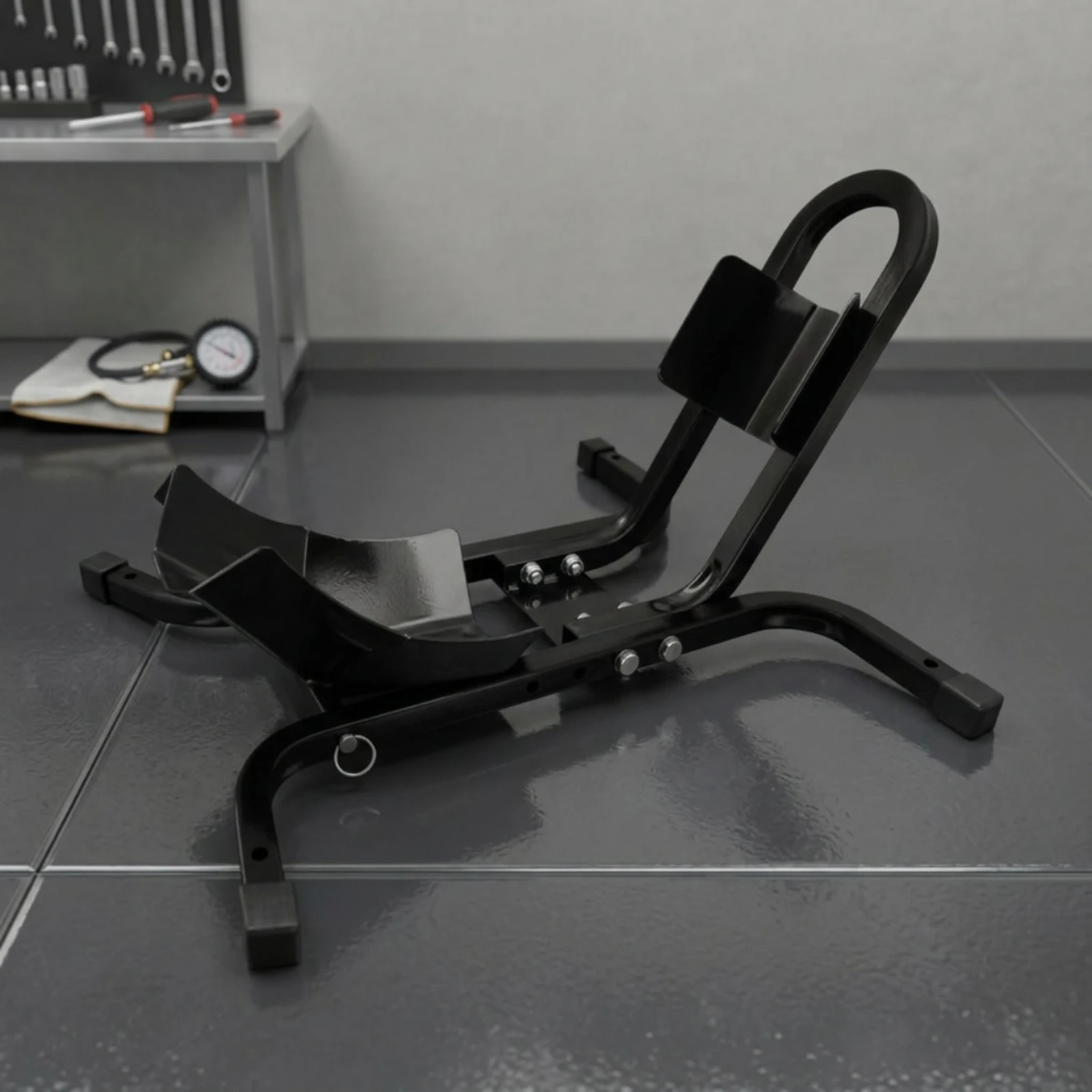Motorcycle Parking Stand Long-Lasting Motorcycle Stand with Cradle Powder-Coated Non-Slip for Motorcyclists, Garage, Workshop