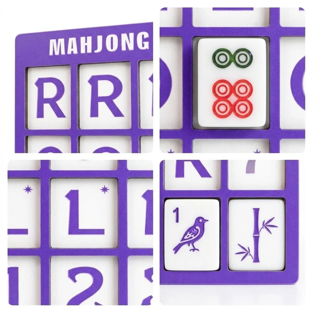Wooden Double Layer For american For mahjong Practice Board for Beginners 18.5 x 16.5 cm Purple ABS Easy to Carry