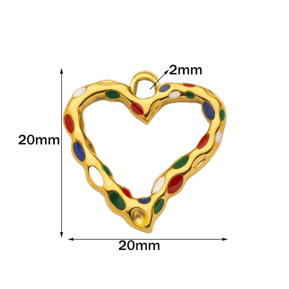 2pcs Stainless Steel Colorful Speckled Heart Charms Pendant for DIY Handmade Earring Necklace Bracelet Jewelry Making Supplies