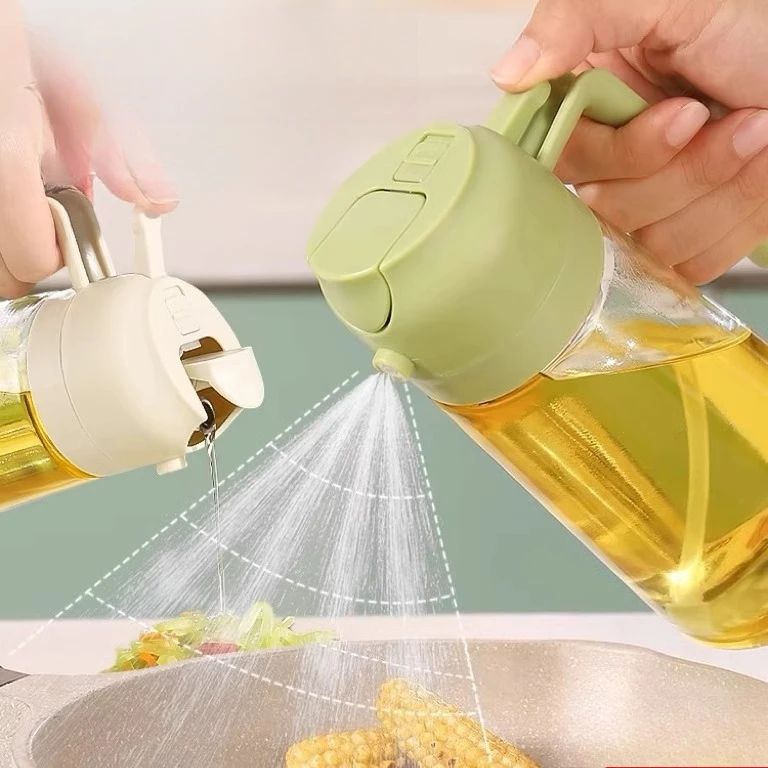 470 мл 2 в 1 стеклянный распылитель масла и дозатор с насадкой для тонкого тумана для приготовления пищи, выпечки, барбекю, фритюрницы, кухонного инструмента