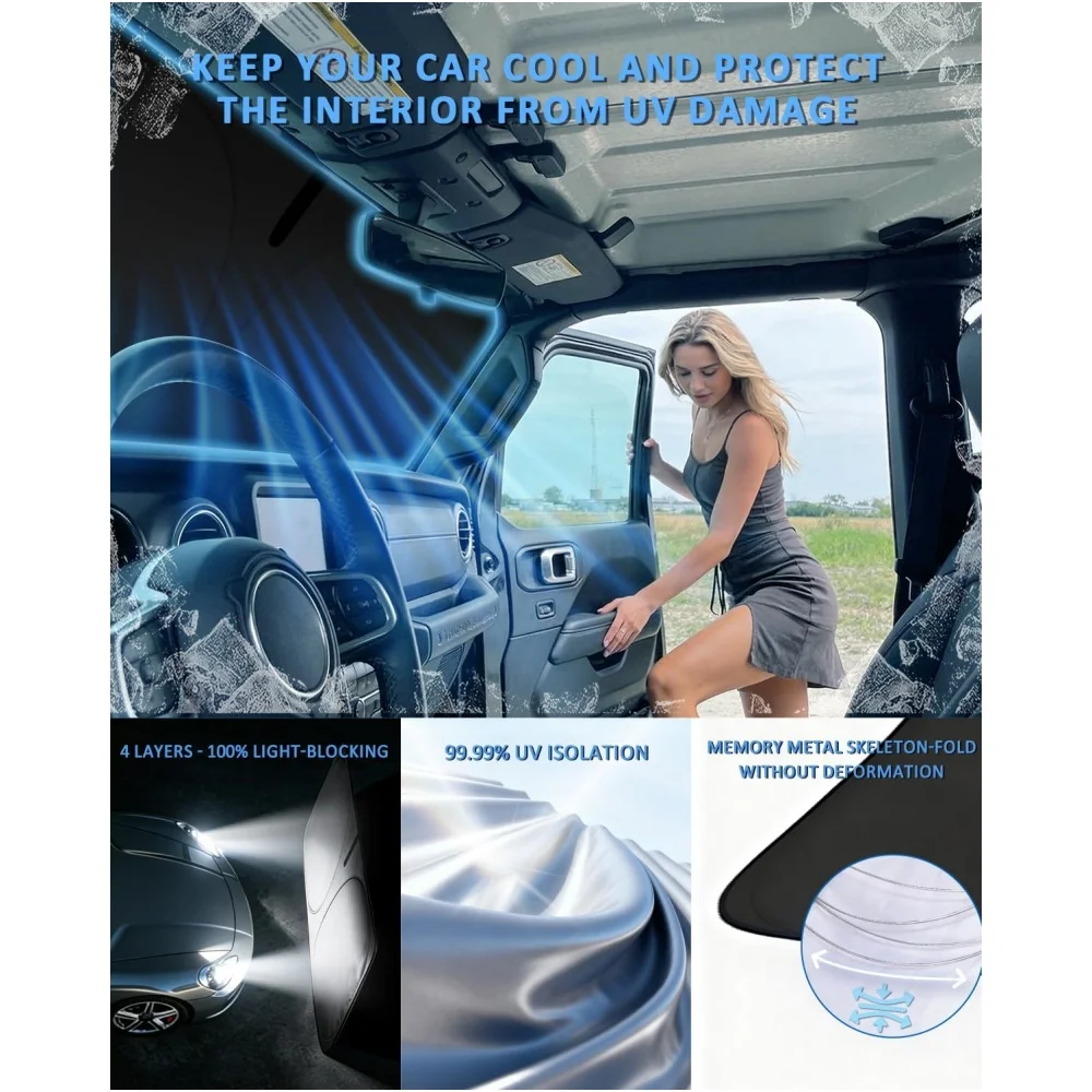 Custom Fit Retractable Windshield Sun Shade For Hyundai Tucson 2016-2021 UV Block Cooling Front Window Sun Visor Cover