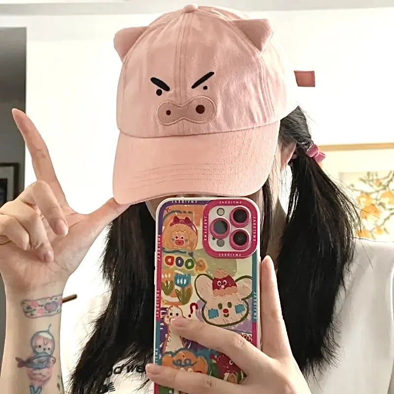 Crayon Shin Chan Baseball Cap Chubby Sun Protection Doodling Left Guard Door White Pig Cute Tongue Hat Sun ProtectionSports Gift