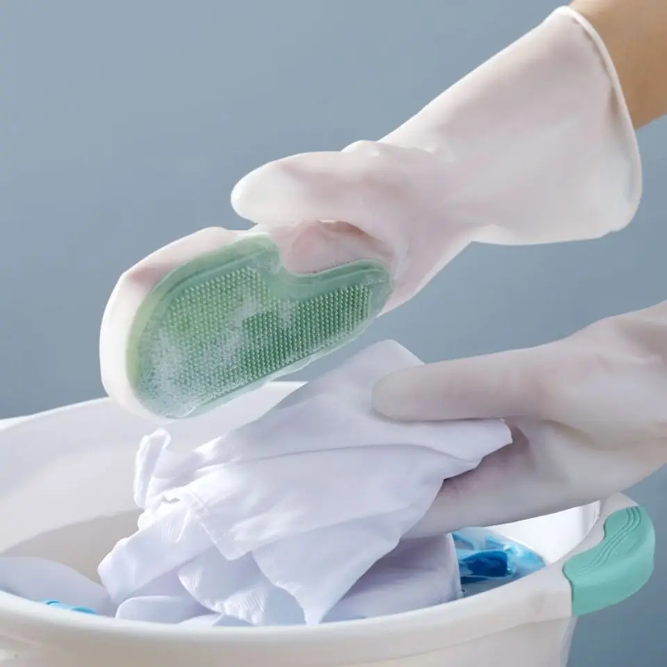 [Dishwashing artifact does not hurt hands] Dishwashing gloves rubber gloves kitchen supplies waterproof, warm and durable