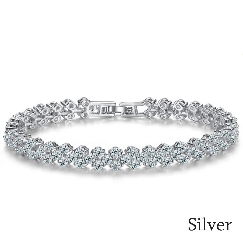 Luxury Full Rhinestones Crystal Bracelet for Women Ladies Roman Bracelet Bride Wedding Party Mother\'s Day Gift Jewelry Pulseras