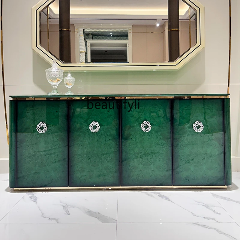 

Light luxury solid wood dining side cabinet paint luxury villa large flat floor entrance entrance bucket, locker