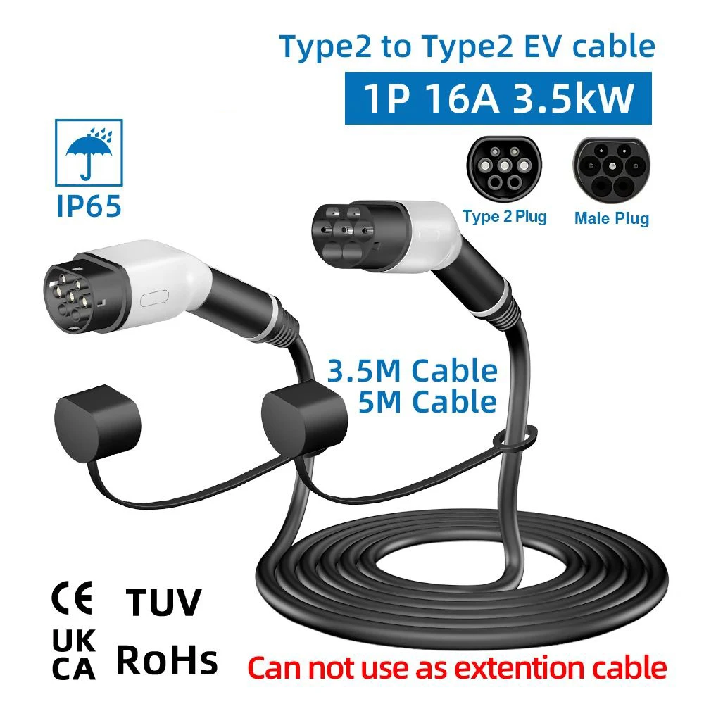 

Кабель для зарядки электромобилей типа 2, 16 А, 3,5 кВт, 1 фаза, шнур электромобиля для станции, вилка EVSE «мама-папа», кабель 3,5 м, 5 м, 110 В-480 В, IP65