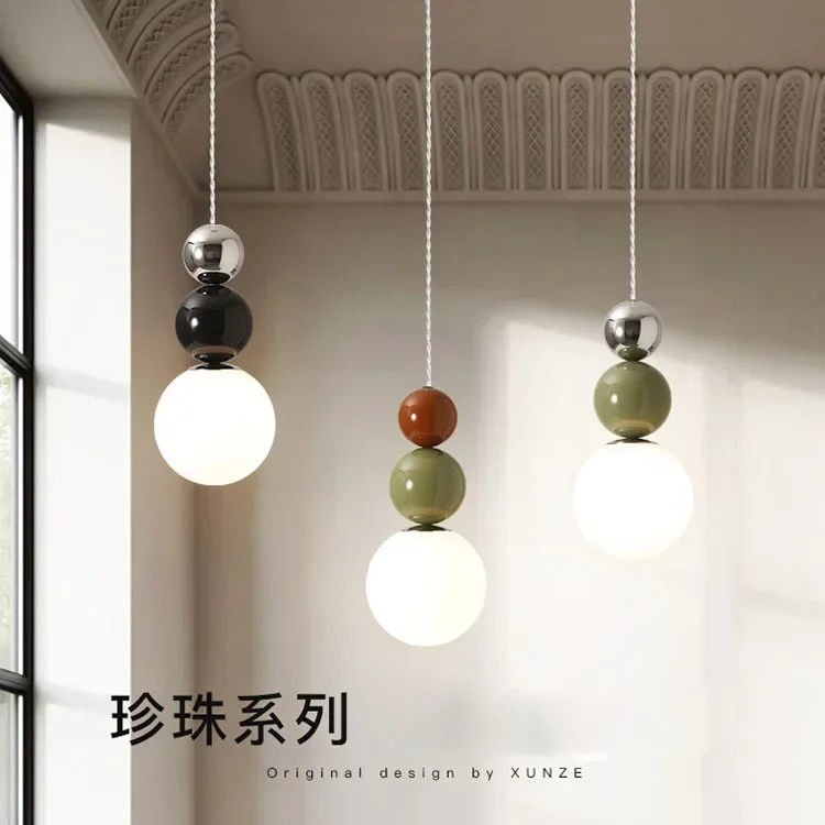 2023 New Pearl hanging lamp Nordic Colorful Ball White Glass Pendant Lights Lovely Living Room Bedroom Decor LED Pendant Lamps