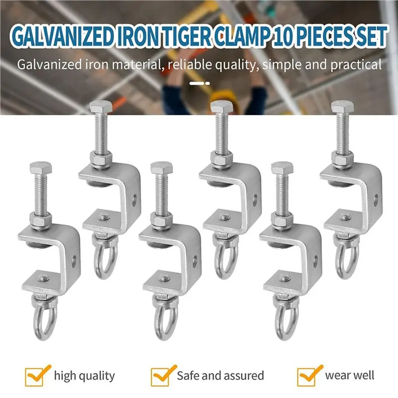 DT17 12 Pcs 1 Inch 25mm C-Clamps, Stainless Steel Clamp with M8 Screw Ring, I-Design U-Clamps for Woodworking