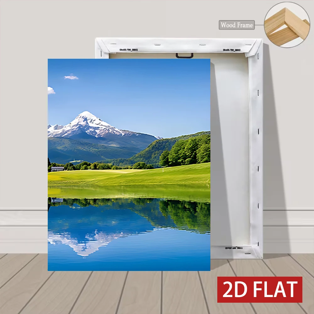 3 Counts Wooden Framed Canvas Painting, Alpine Lake Mountain Landscape Print, Wall Art, Ideal for Living Room Office Decor