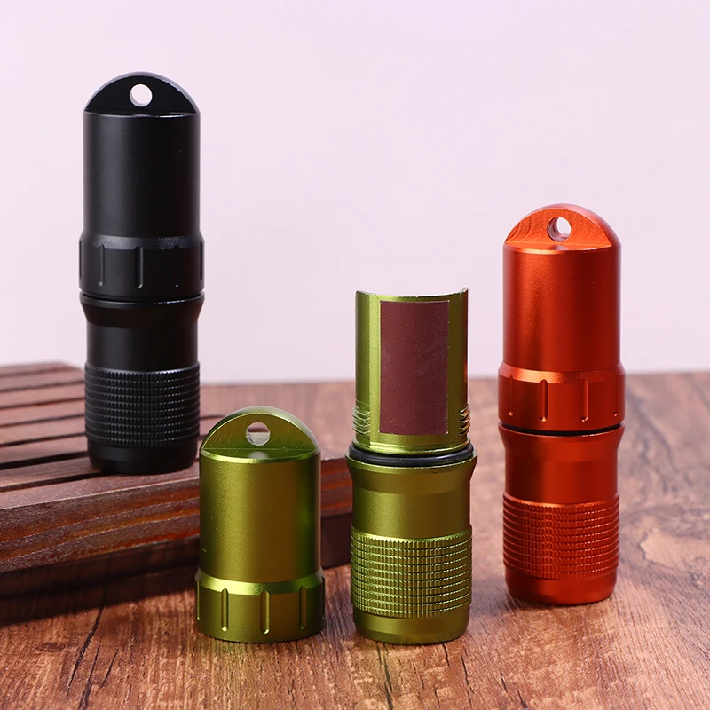 〔HMA58〕Portable Pill Case Waterproof EDC Container Capsule Airtight Aluminum Alloy Pill Bottle Keychain Pill Holder Organsizer
