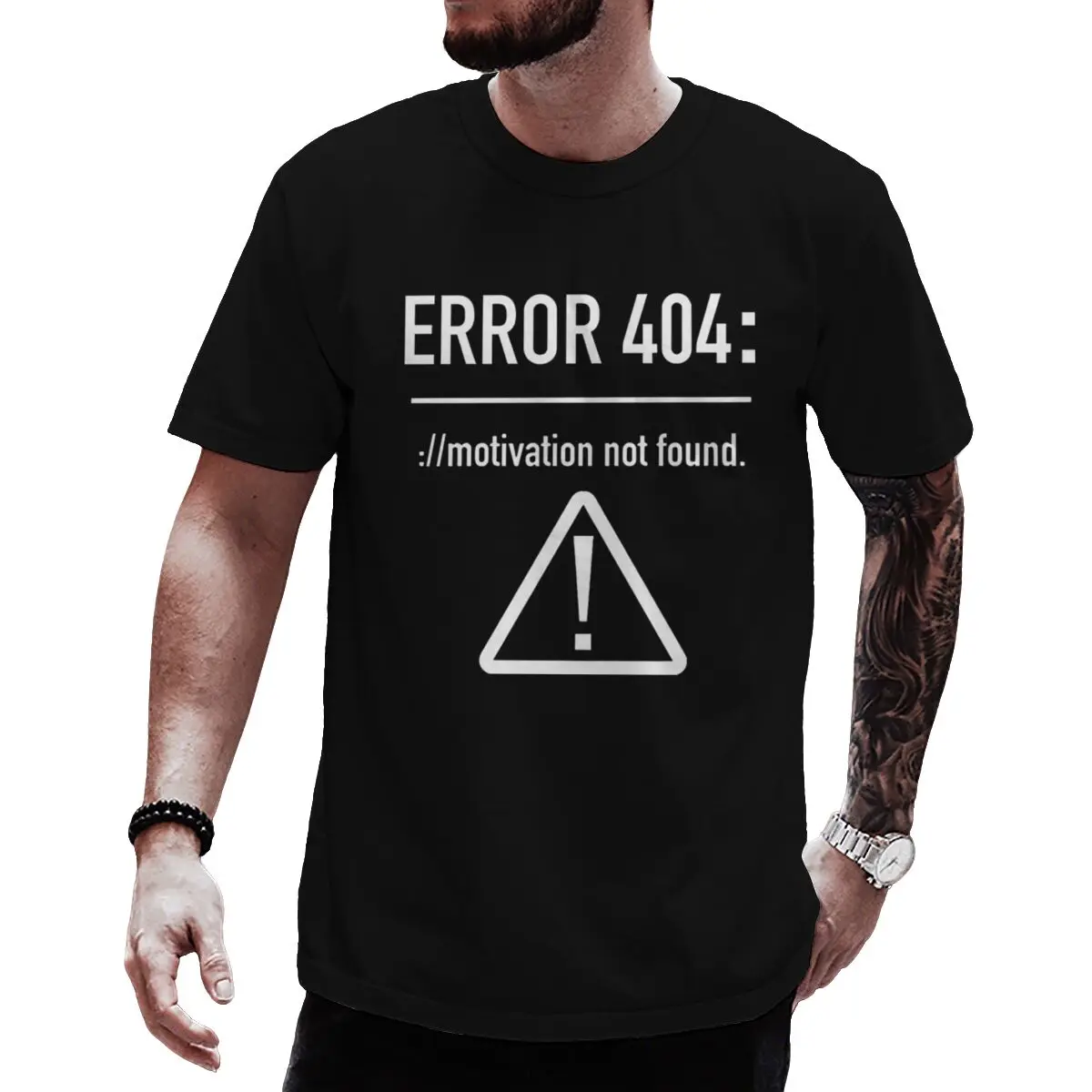 Funny Letters Design T-shirts for Men Error 404 Motivation Not Found Graphic Tee Short-sleeve Crewneck T-shirt Casual Summer Top