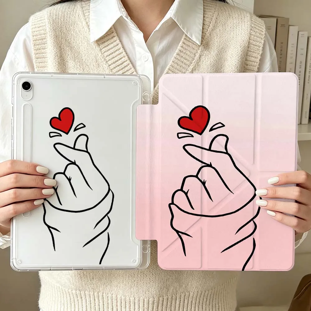 Cartoon Heart Finger Gesture For Samsung Galaxy Tab S6 S7 S8 S9 S10 S11 A8 A9 A11 Lite FE Plus 3Y Tablet Case Soft