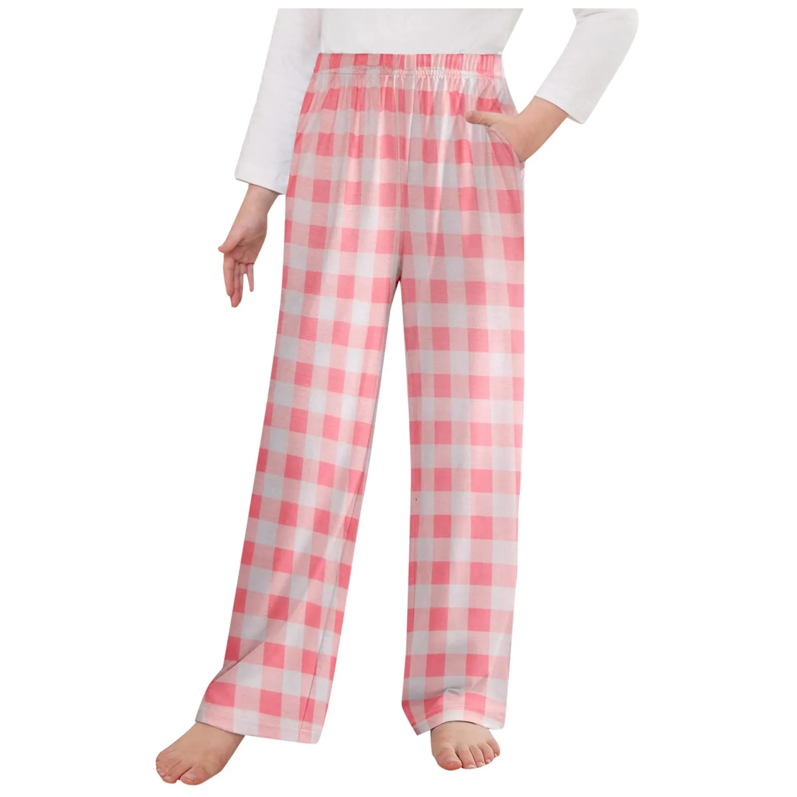 Kids Pajamas Pants Toddler Pajama Pants For Girls Long Sleep Plaid Pants Soft Bottoms With Pockets Short Pants For Teen Girls