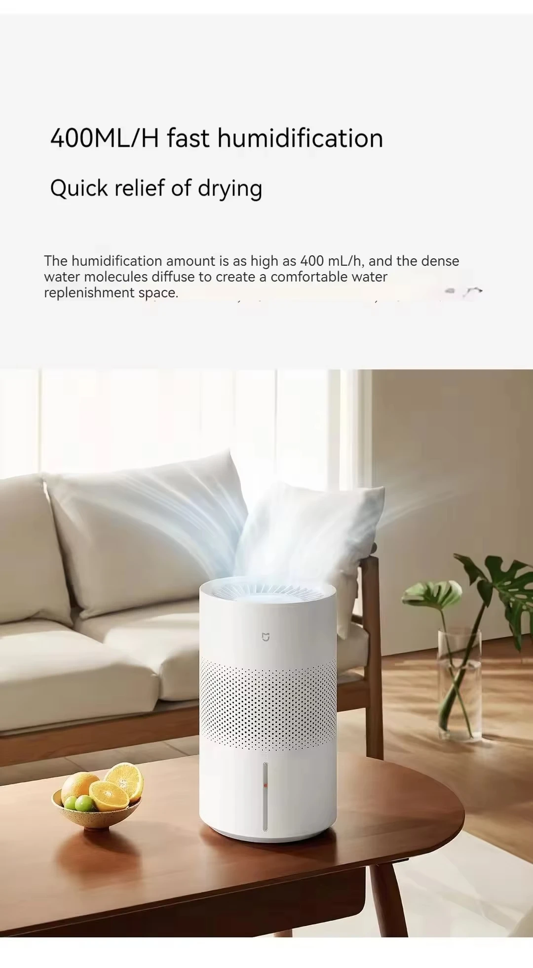 2025 مرطب هواء جديد بدون ضباب 3 400 مل - مرطب منزلي مضاد للبكتيريا مع تشغيل هادئ وتحكم ذكي