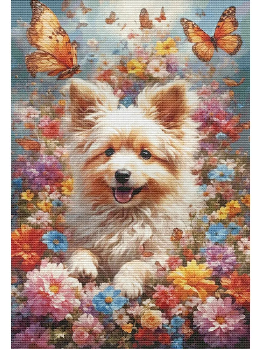 

14CT 16CT puppy Pre-Printed Cross Stitch DIY Embroidery Set Handicraft Floss Needle Crafts 124Colors