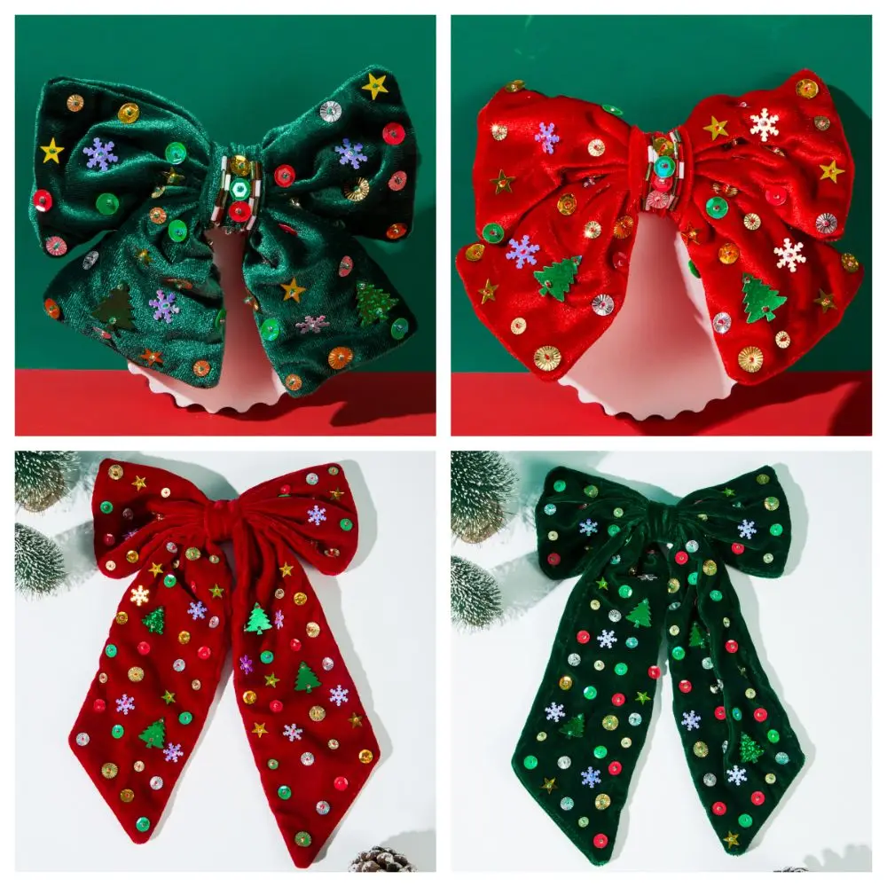 

Christmas Hair Clip Xmas Barrettes Velvet Bow Hairpin Snowflake Button Star Sequin Shiny Christmas Hair Styling Accessory