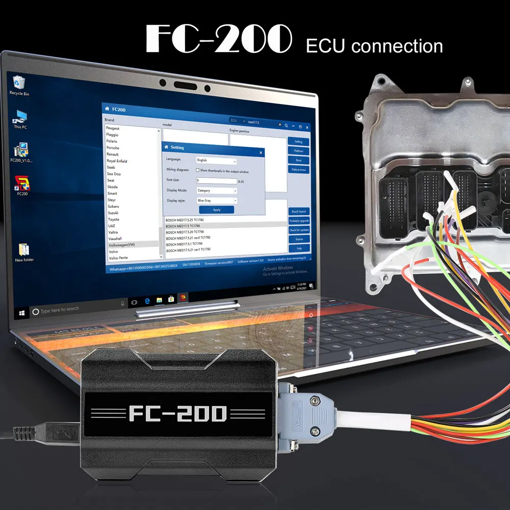 FC200 ECU Programmer FC-200 Full Version & All License Activated Support 4200 ECUS& 3 Operating Modes Upgrade of AT200 Free Ship