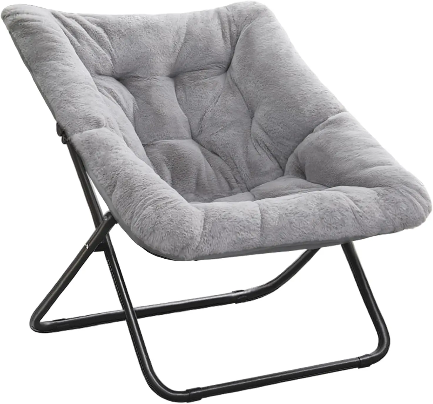 

Comfy Saucer Chair, Soft Faux Fur Oversized Folding Accent Chair, Lounge Lazy Chair for Kids Teens Adults, X-Large, Grey