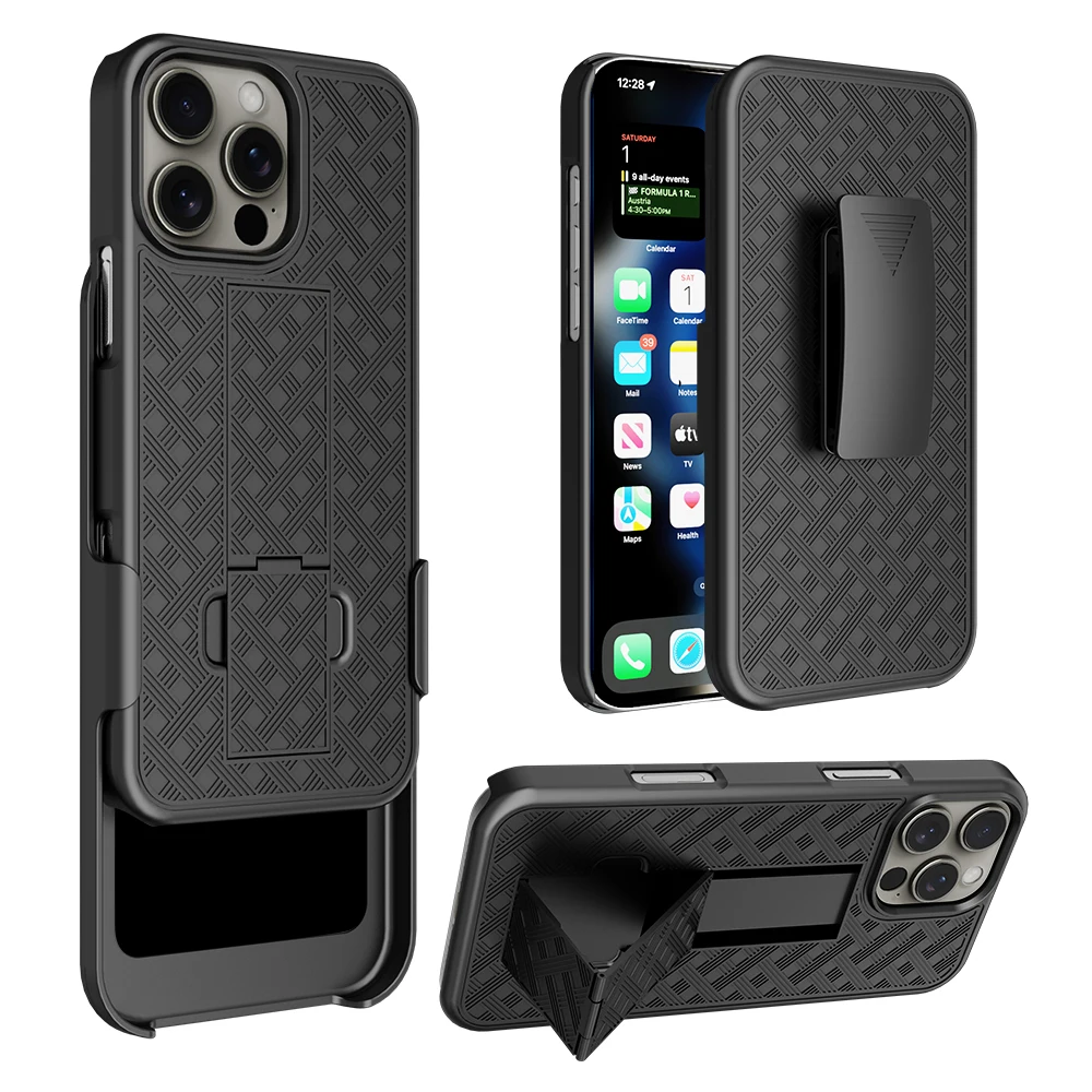 ShockProof Heavy Duty Armour Tough Stand Case With Belt Clip For iPhone 16 Pro Max 6.9