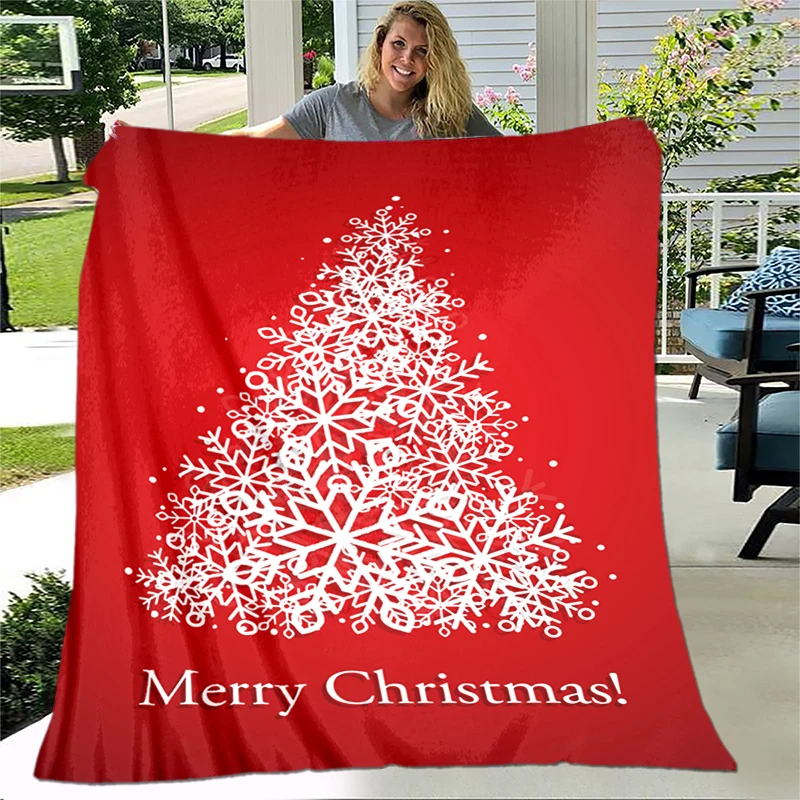 Christmas Themed Flannel Throw Blanket for Kids and Teens, Lightweight Couch Decor, Super Soft Blanket, Festival Gift