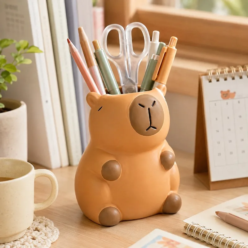 Capibala Multifunctional Pen Holder, Cute Cartoon Animal Desktop Stationery Storage, Creative Gifts for Home and Office Use