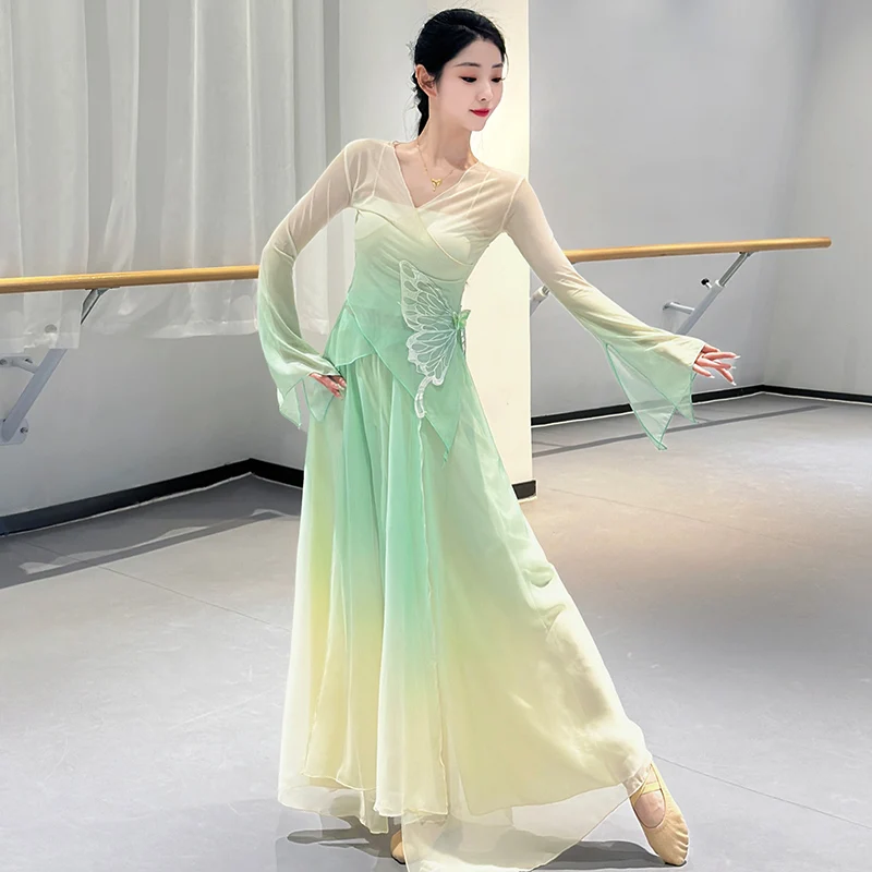 

Classical Dance Costume Women Ancient Style Dance Practice Clothes Elegant Chinese Style Folk Hanfu Yangko Dance Wear for Stage