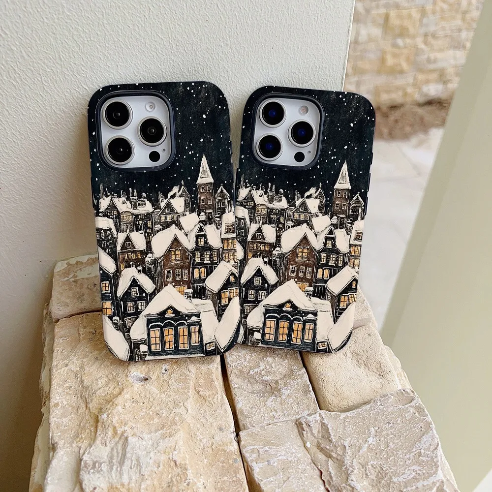 Winter Castle Phone Case for Samsung Galaxy S22 S23 S24 S25 S26 FE Plus Ultra Edge 4G 5G Luxury Double-layer
