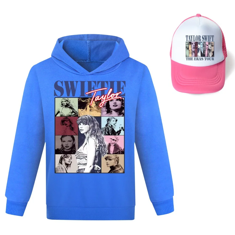 Ropa de dibujos animados taylor swift para niños y niñas, camiseta de manga larga, sudaderas con capucha para el sol y sombrero, ropa deportiva