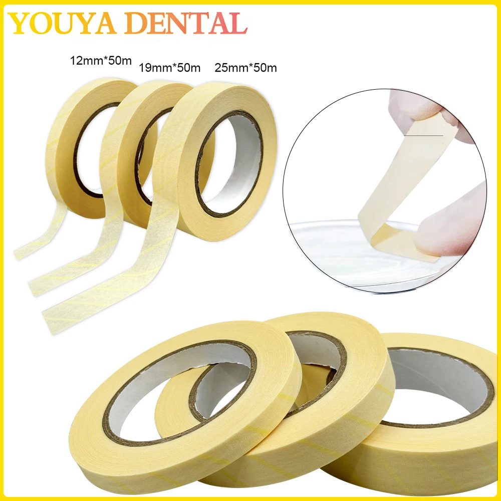 

12.5/19/25mm Dental Sterilization Indicator Tape Medical Tape Autoclave Cards Steam Indicator Tape Oral Care Supplies 50M/roll