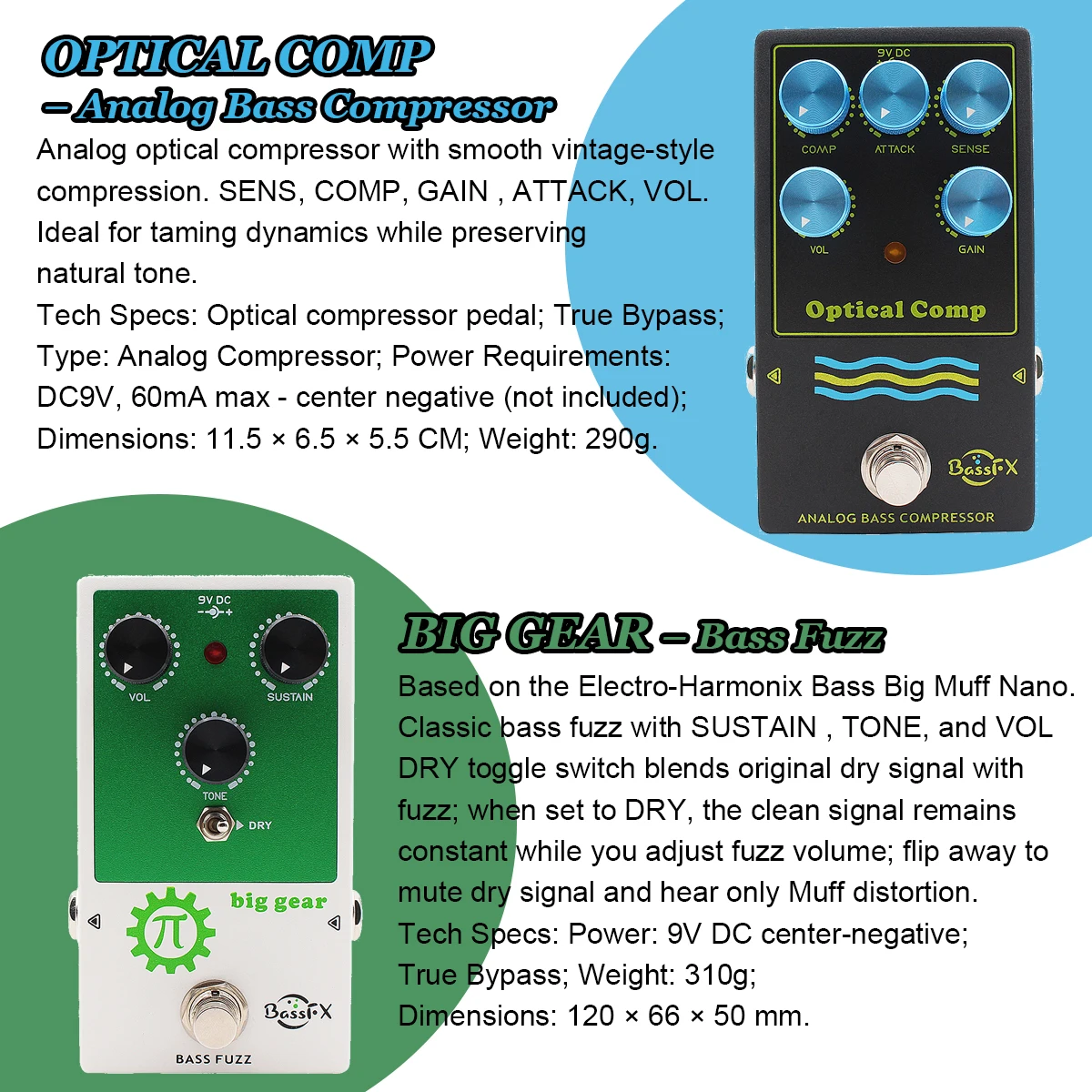 Fanmuzk 14 SKUs Multi-Effect Pedal FX Series - Big Gear, Clover Chorus, Crier Auto Wah, Lady Rowland,  Little Devil, SBK Max