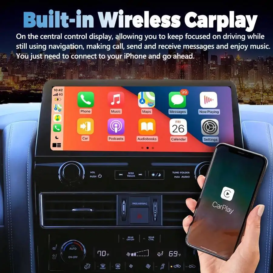 12.3inch Screen Android Multimedia Video Player For Nissan Patrol 2011-2023 Stereo GPS CarPlay Car Radio Navi 4G WiFi Head Unit