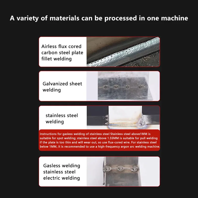 Máquina de solda secundária sem gás doméstica 220v, tudo em um, dióxido de carbono protegido, pequena máquina de solda de placa de aço inoxidável