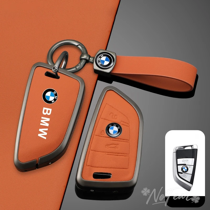

Leather Car Key Case Cover Shell for BMW X1 X3 X4 X5 F15 X6 F16 G30 7 Series G11 F48 F39 520 525 f30 118i 218i 320i Car stickers