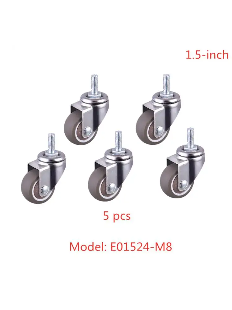 

(5 Packs) Casters Quality 1.5 Inch Tpe Screw Universal Wheel Light Chrome Plated High-grade Furniture Mute Wear-resistant