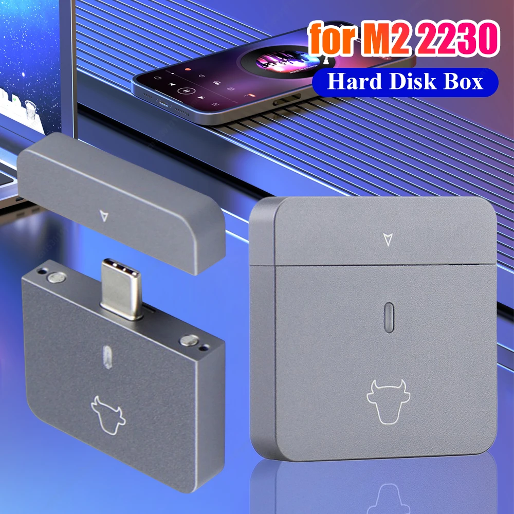 

Mobile Solid State Disk Case Plug and Play M.2 NVMe 2230 Hard Disk Box USB3.2 Gen2 External SSD Case Aluminum Alloy for M2 2230