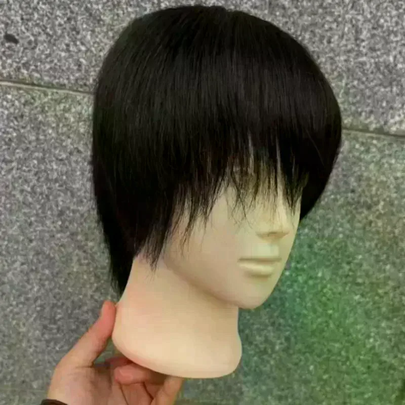 Real Human Hair Mannequin Head Short Black Hair Perfect For Barber Training Practice Beauty Styling Tool