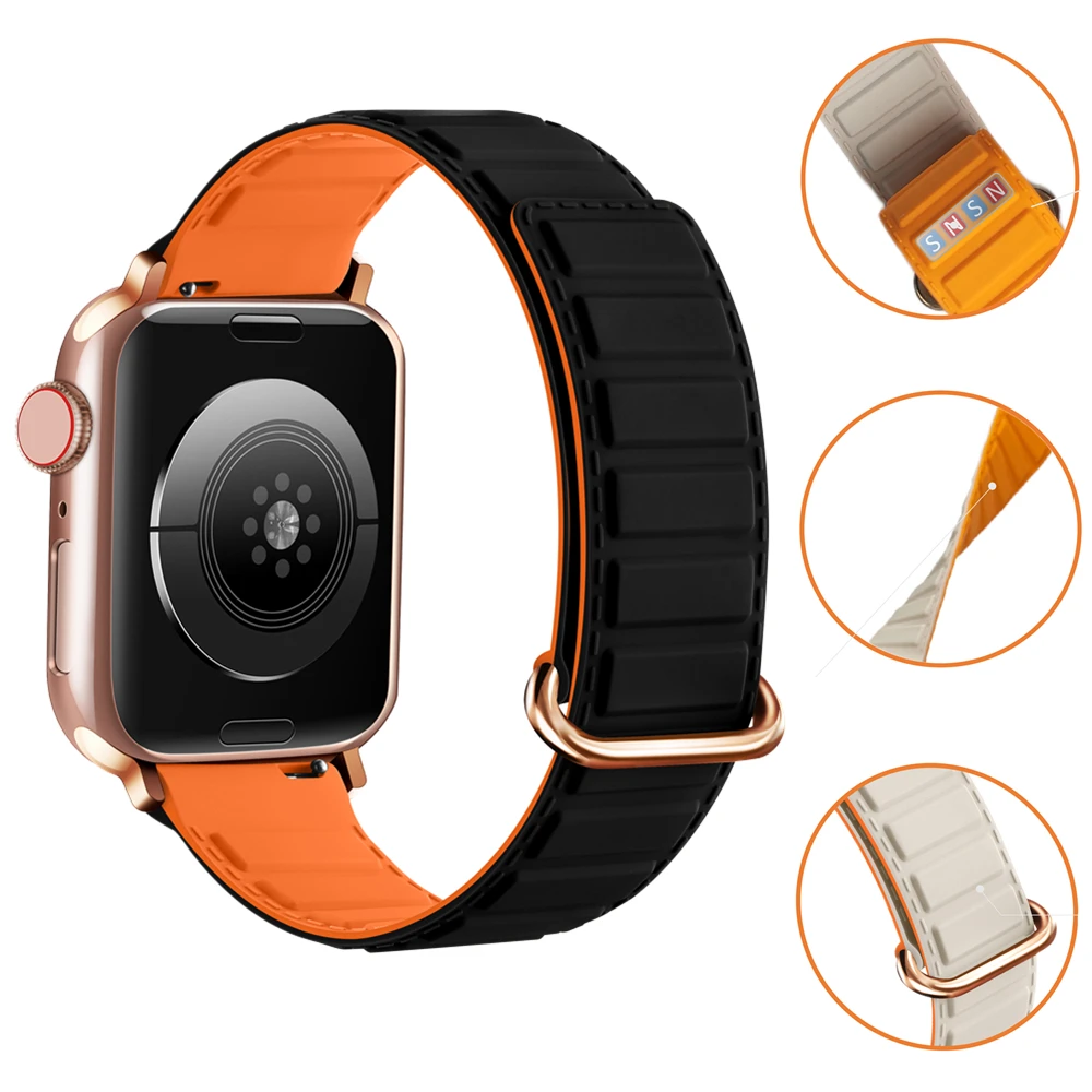 

Magnetic Strap For Apple Watch 45mm 41mm 42mm 46mm 44mm 40mm 38mm 49mm Silicone Bracelet iWatch Series 9 8 10 7 6 5 Ultra 2 Band