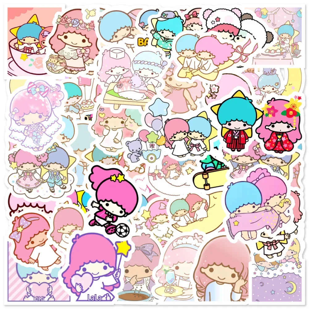 สติกเกอร์การ์ตูนอะนิเมะ Sanrio แบบไม่ซ้ำกันน่ารักลายดาวคู่เล็กๆน้อยๆ50ชิ้น