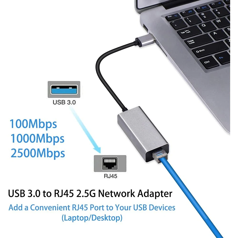 USB 3.0 2.5 Gigabit RTL8156B Network Card 2500Mbps USB to RJ45 Ethernet Adapter LAN Cable Free Driver for Windows7/8/10 MacOS PC