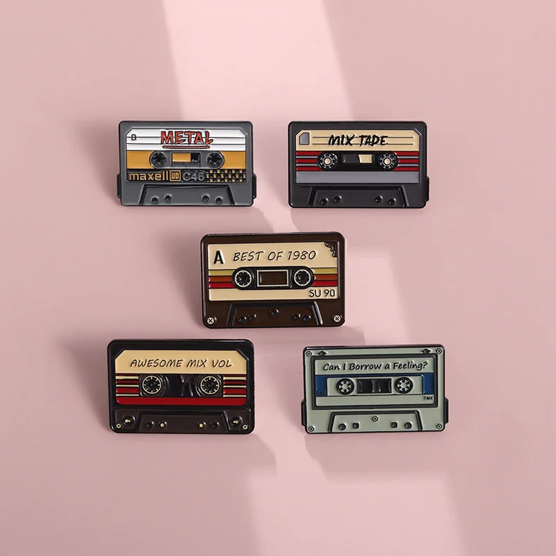 80‘s 90’s Retro Music Cassettes Enamel Pins Custom Best Of 1980 Brooches Lapel Badges Punk Jewelry Gift for Friends