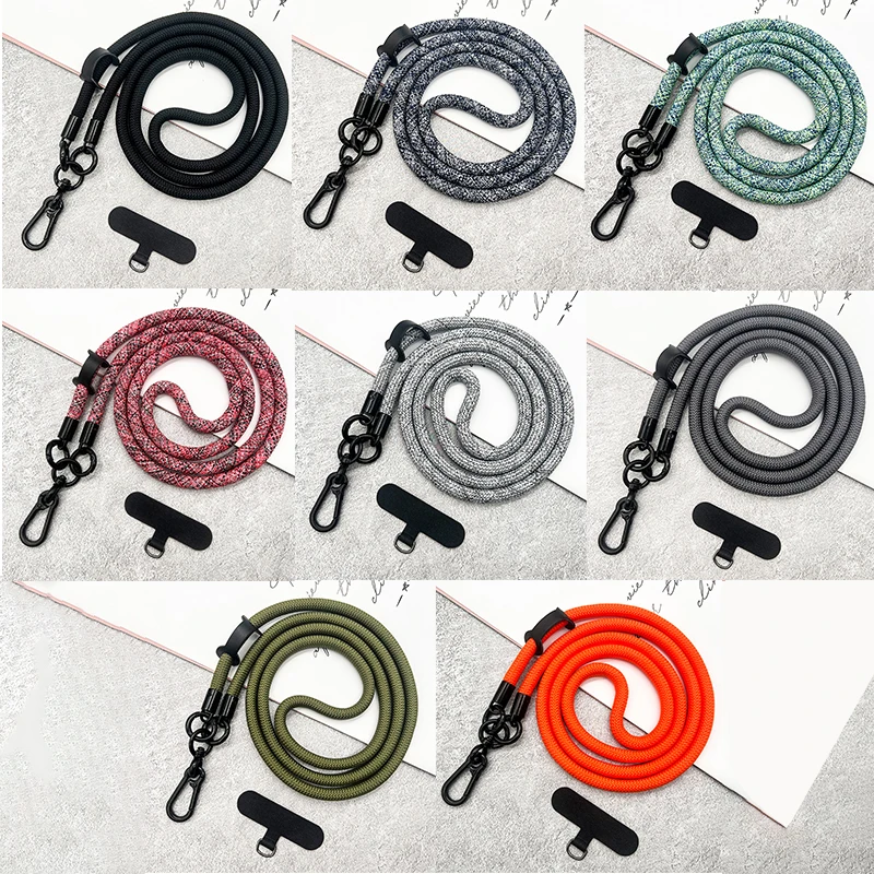 Universal 120CM Crossbody Lanyard Strap Chain For Phone Case Cover Sport Climbing Colorful Nylon Single Cord Rope