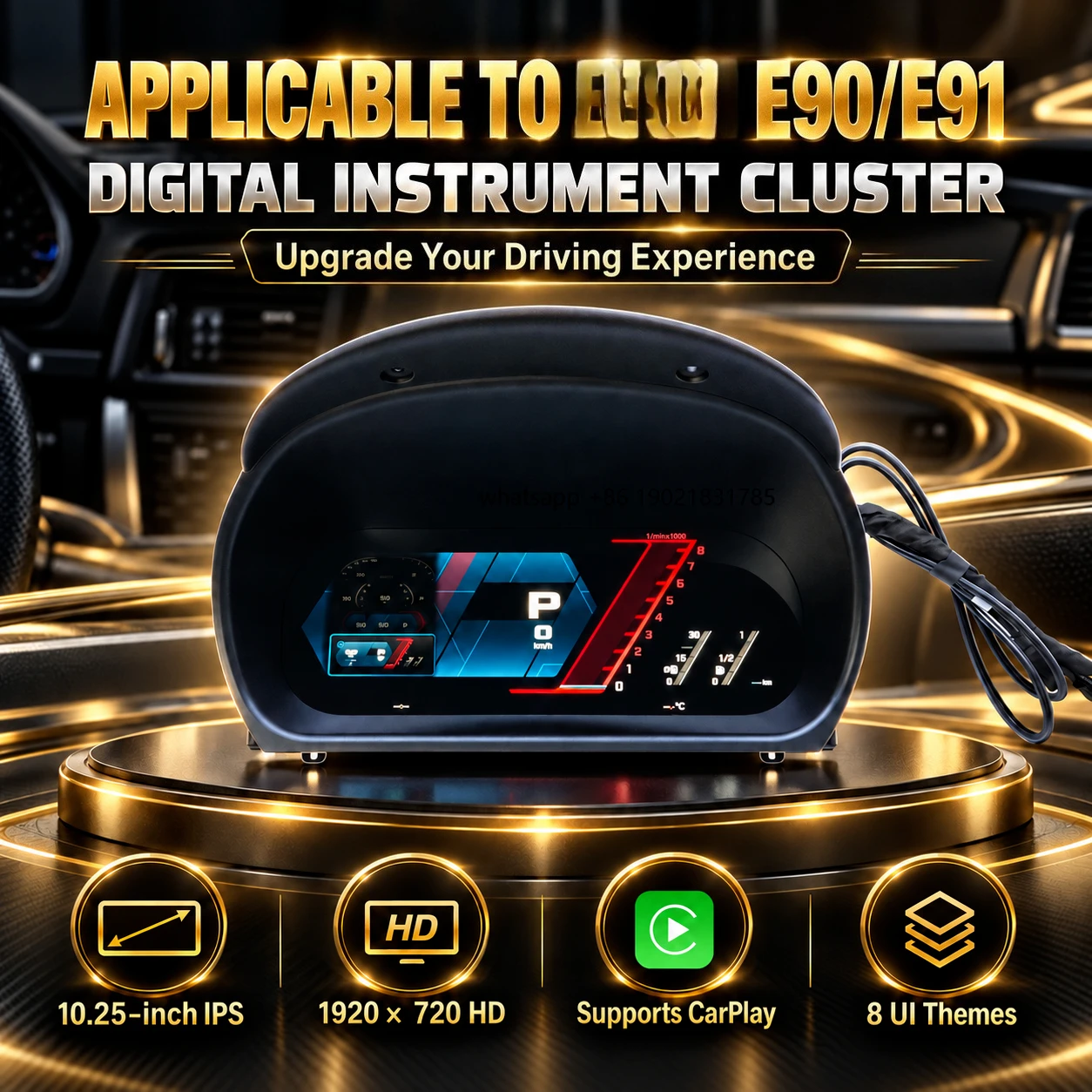E90 Digital Cluster Upgrade Kit for 3 Series Dashboard With 8 UI Themes Plug and Play Harness Easy to Install OEM